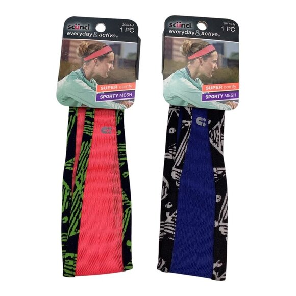 Scunci Everyday & Active Sporty Mesh Headbands 3Pcs 20474-A Comfy Multicolor - Picture 4 of 5